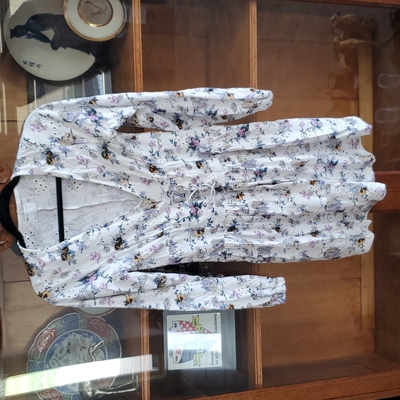 NWOT - ASOS Design Broderie Printed Lace Up Mini Dress in White - Picture 4 of 5